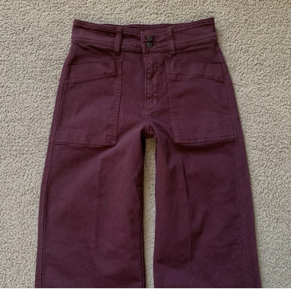 Joe’s Jeans Wide Leg Crop Wine Burgundy Red Denim - Picture 3 of 6